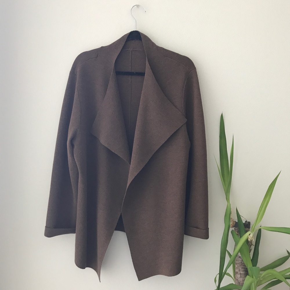 Eileen Fisher • Brown Wool Open Soft Cardigan